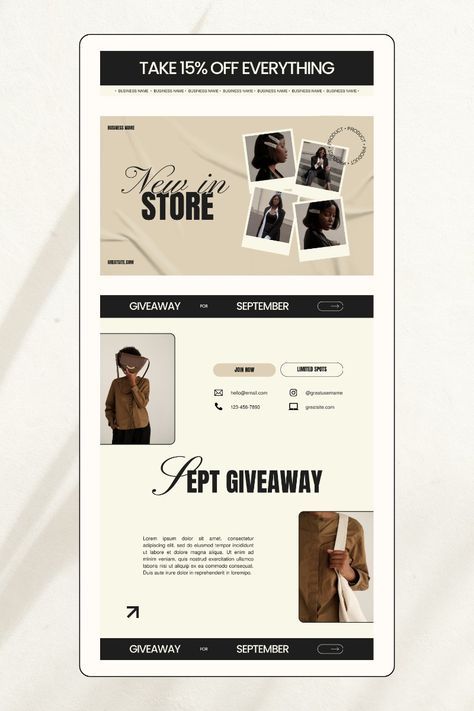 Email Marketing Template, Modern Newsletter Template, Mailing List Design, Canva