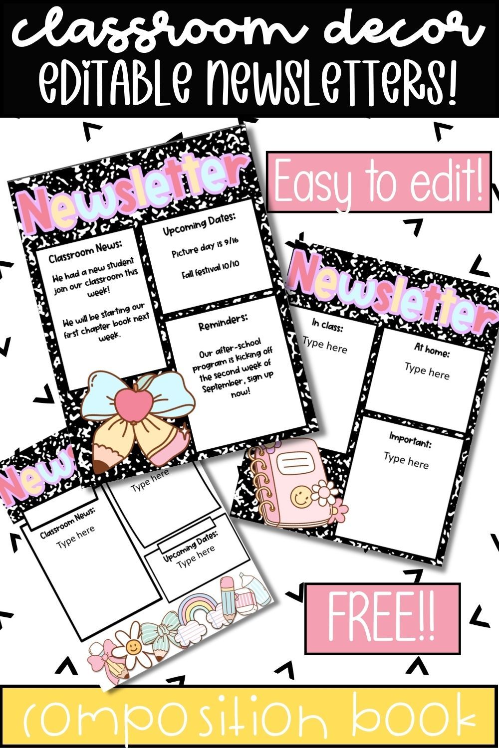 FREE Editable Classroom Newsletter Templates for Teachers