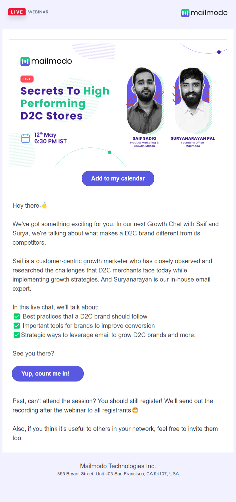 Webinar Invitation Email Template