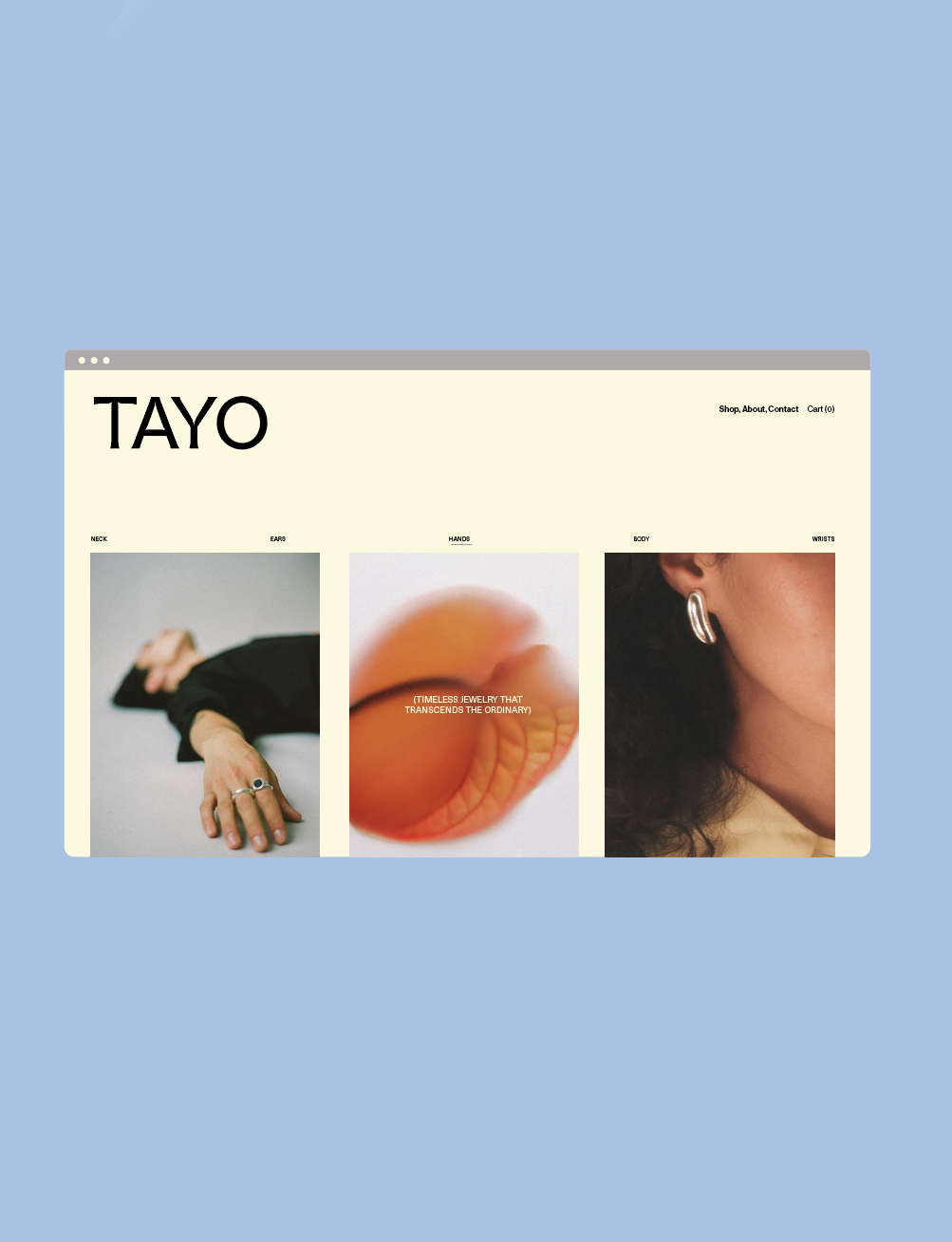 Website design jewelry brand TAYO
