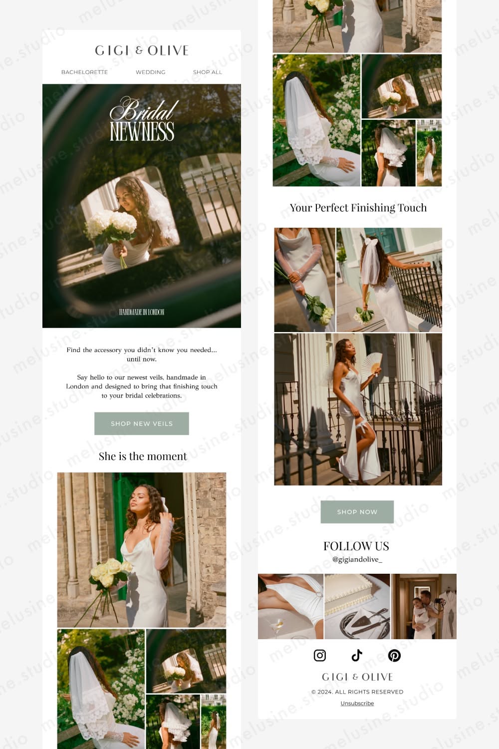 Email Design Example for a bridal accessories brand