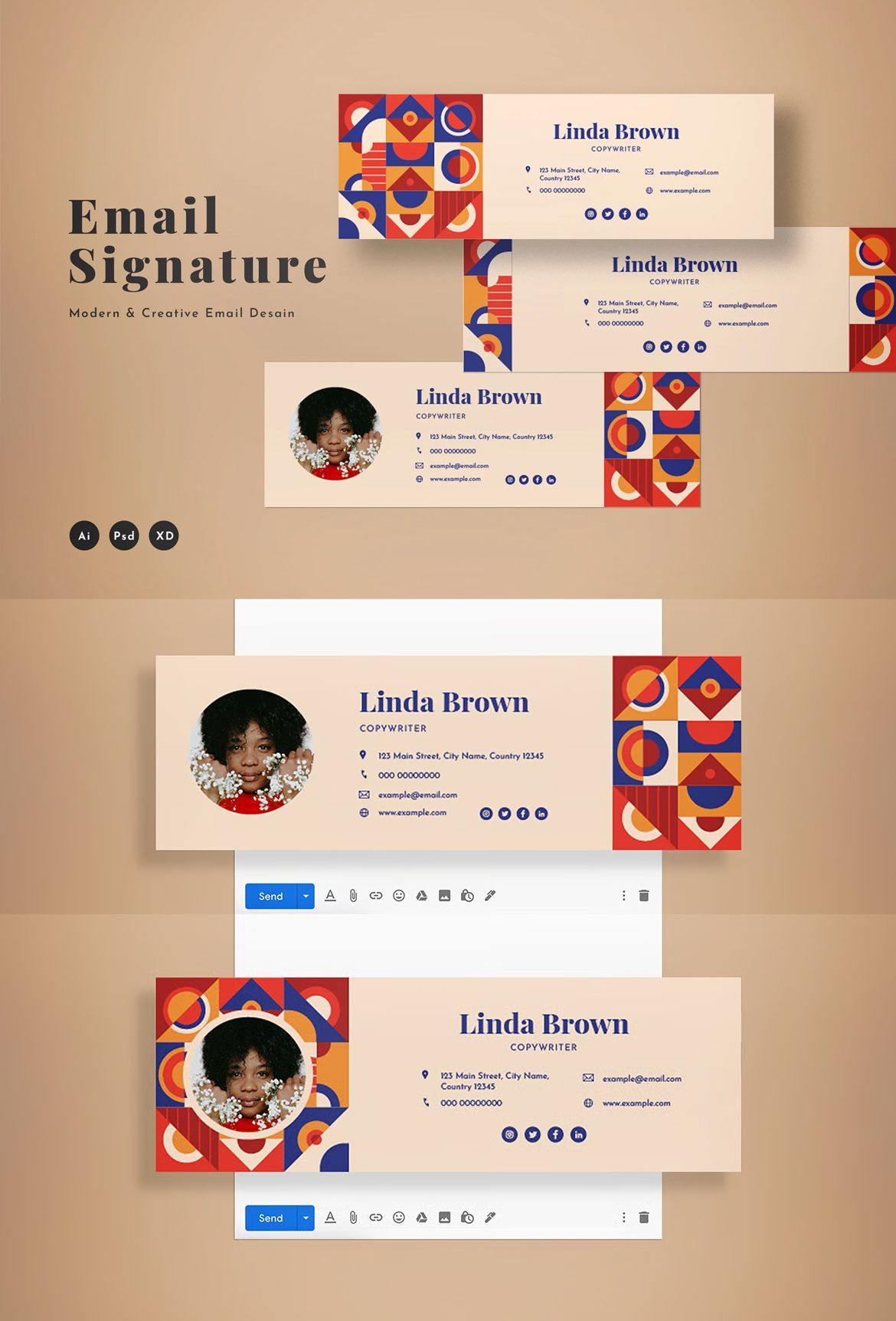 Email Signature Template AI, PSD