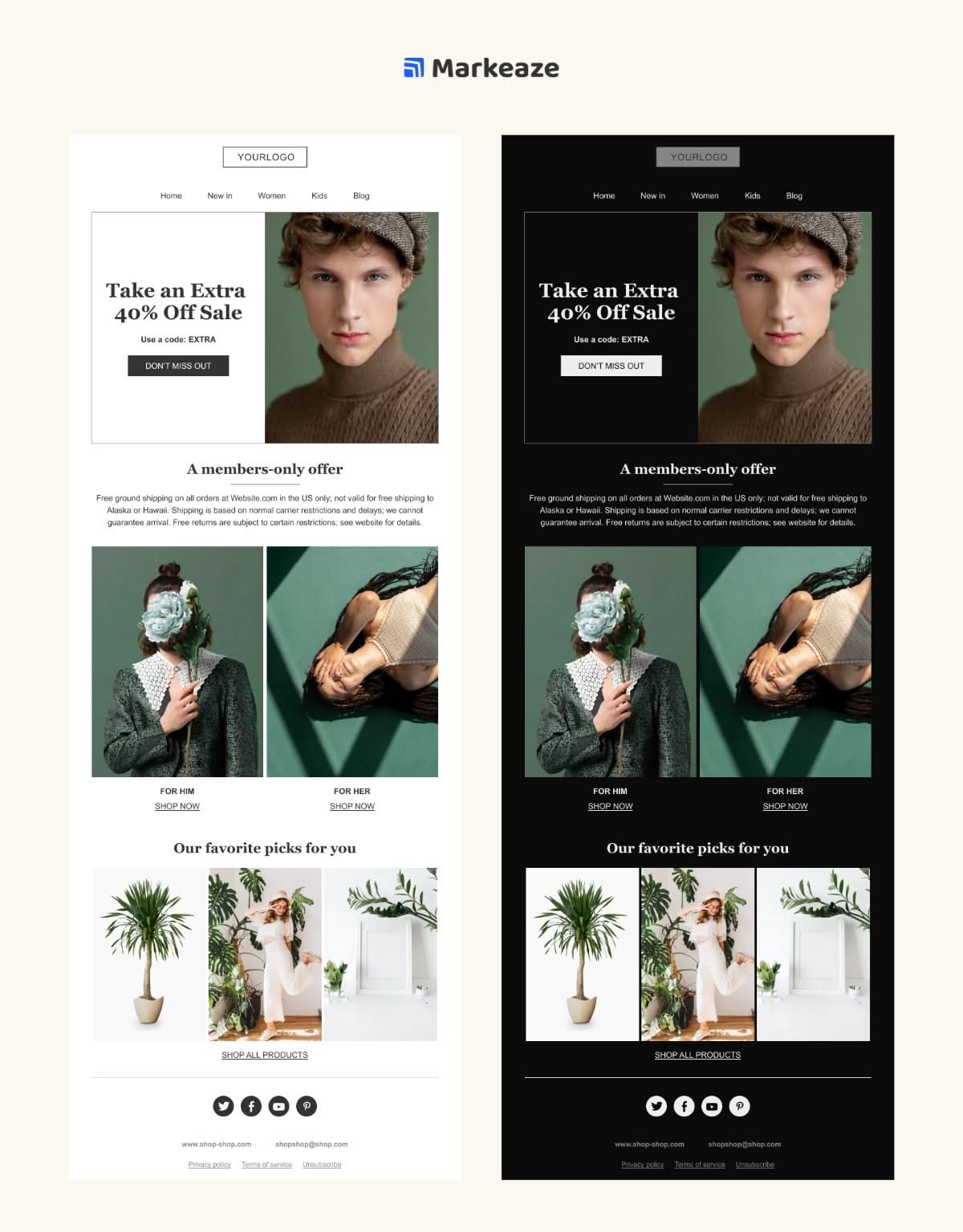 Sale or Promocode Minimalistic Email Template | Light & Dark Mode Email