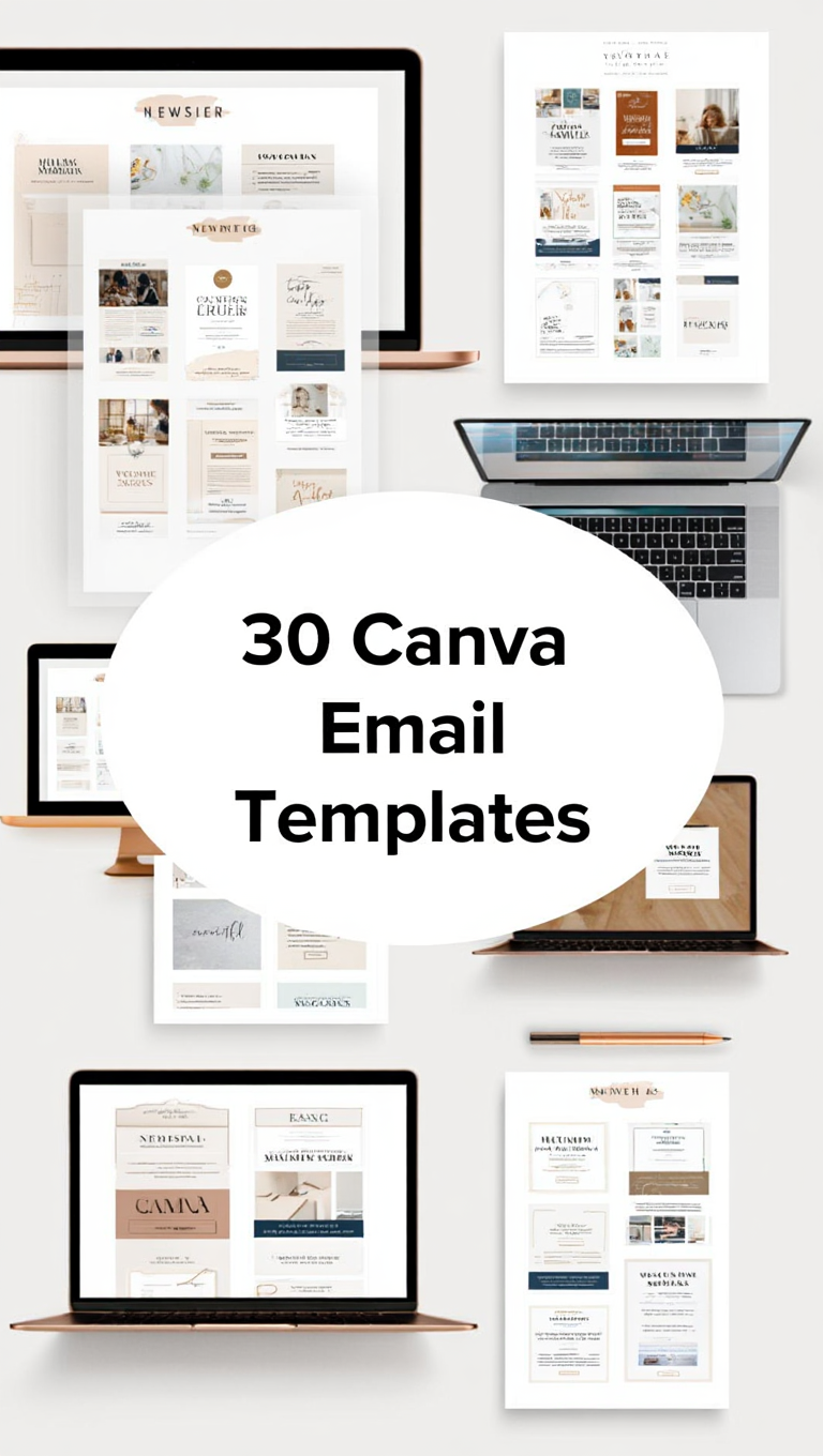 30 Minimal Aesthetic Canva Email Templates Pack Mockup Bundle