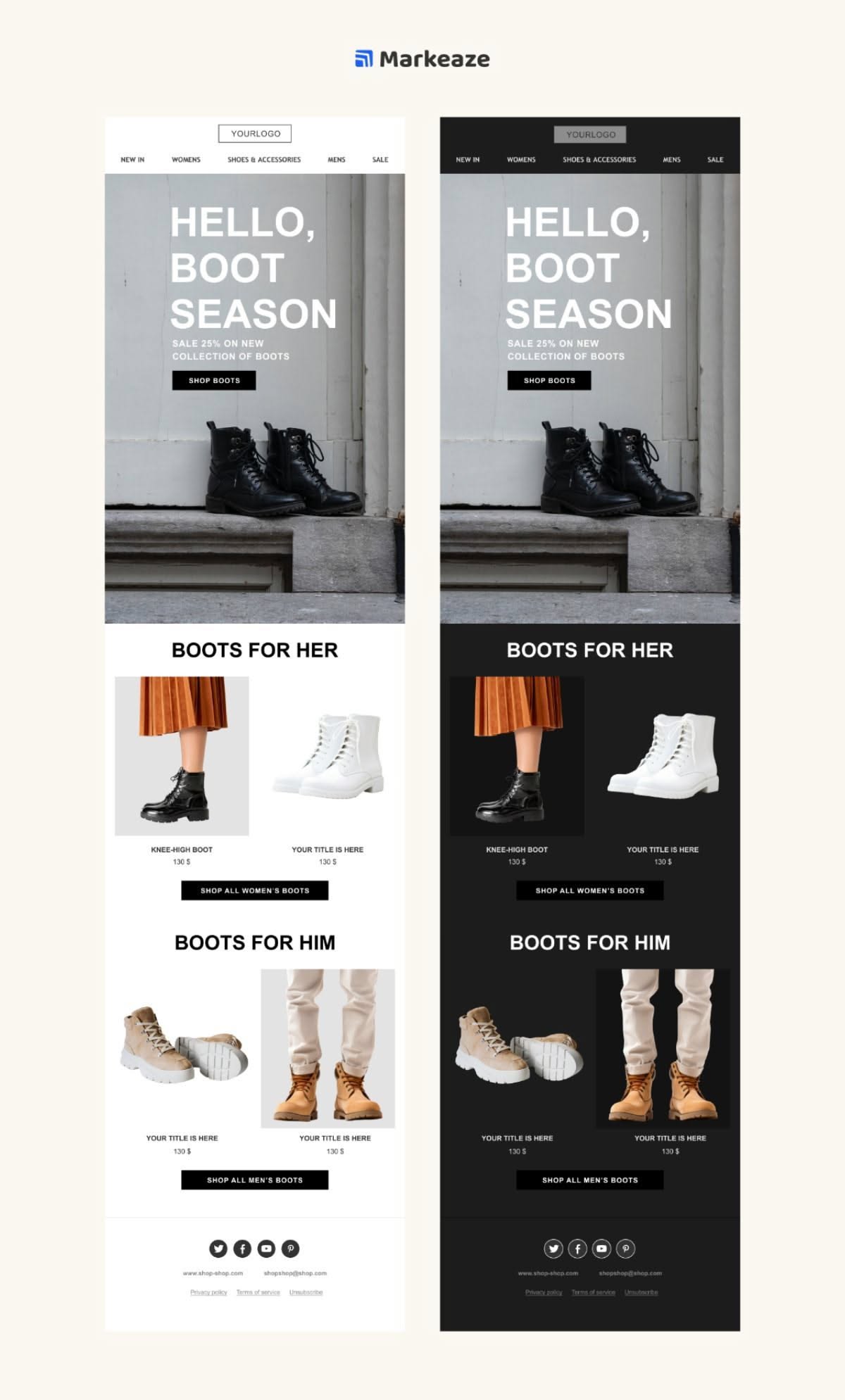 Boot Season Minimalistic Fashion Email Template | Light & Dark Mode Email