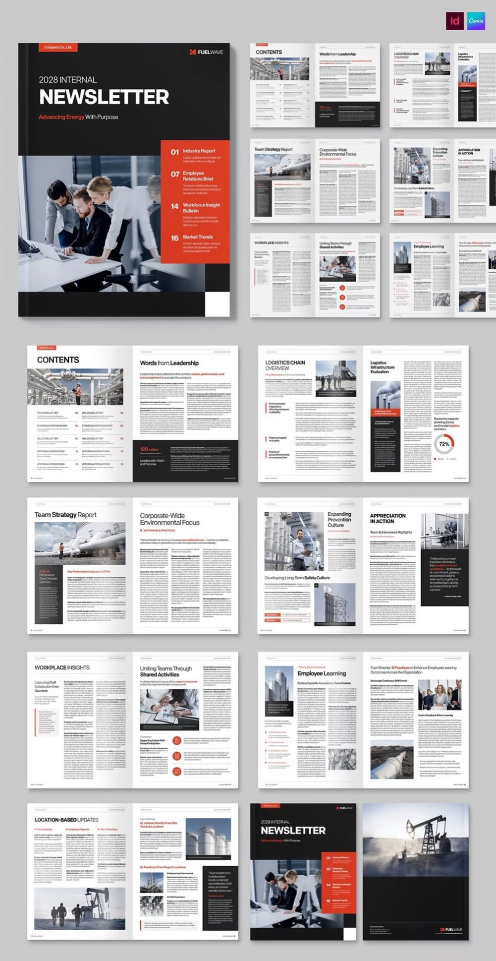 Newsletter Brochure Template InDesign, Canva