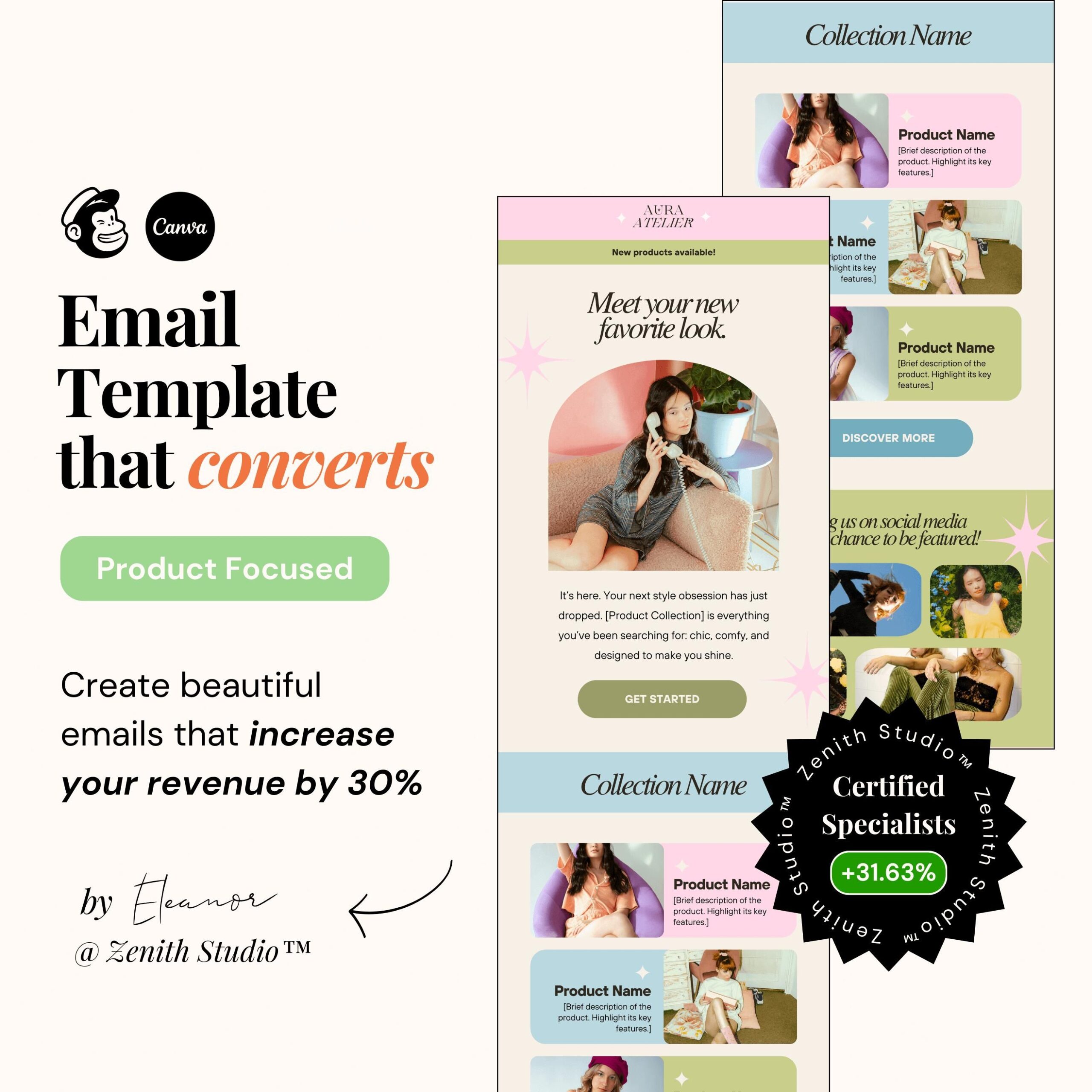Mailchimp Email Marketing Templates Editable Canva Newsletter Designs Small Business Modern Email Campaigns Women&rsquo;s Clothing Fashion Shop