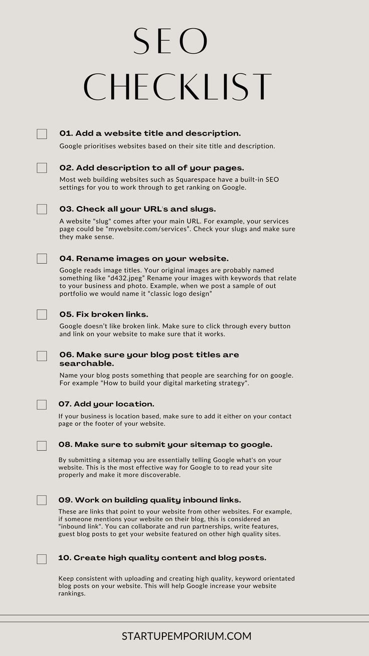 Free SEO Checklist for your Website