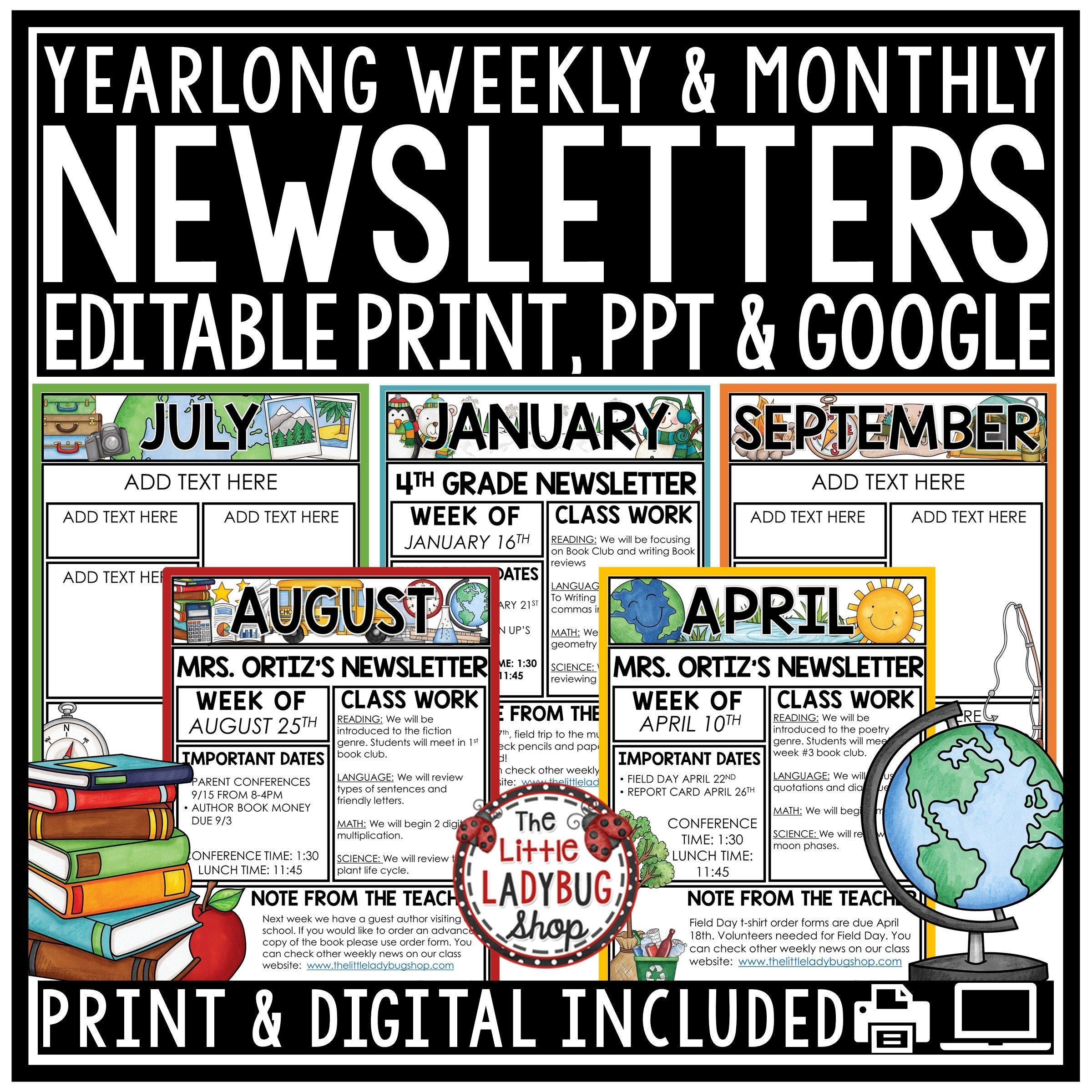 Newsletter Template for School | Class Newsletter Templates | Editable