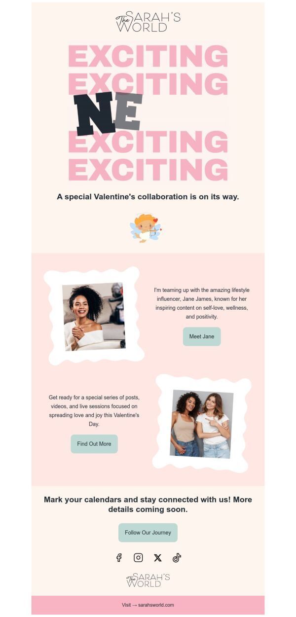 Coming soon Email Template ‘Lifestyle Influencer’ for Valentine’s Day