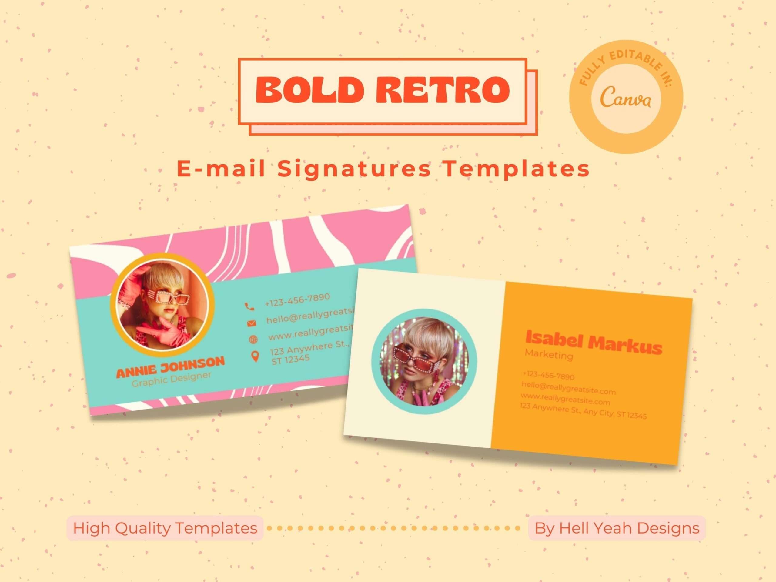 Bold Retro Email Signature Template Design, Edtable in Canva