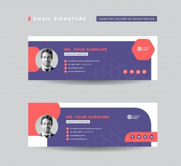 Email signature template design | email footer | personal social media cover  | Premium Vector