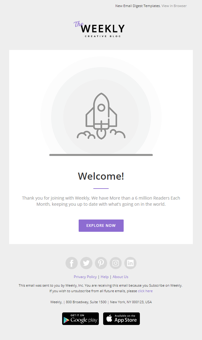 Weekly | Responsive Email Newsletter Template with Online Builder
