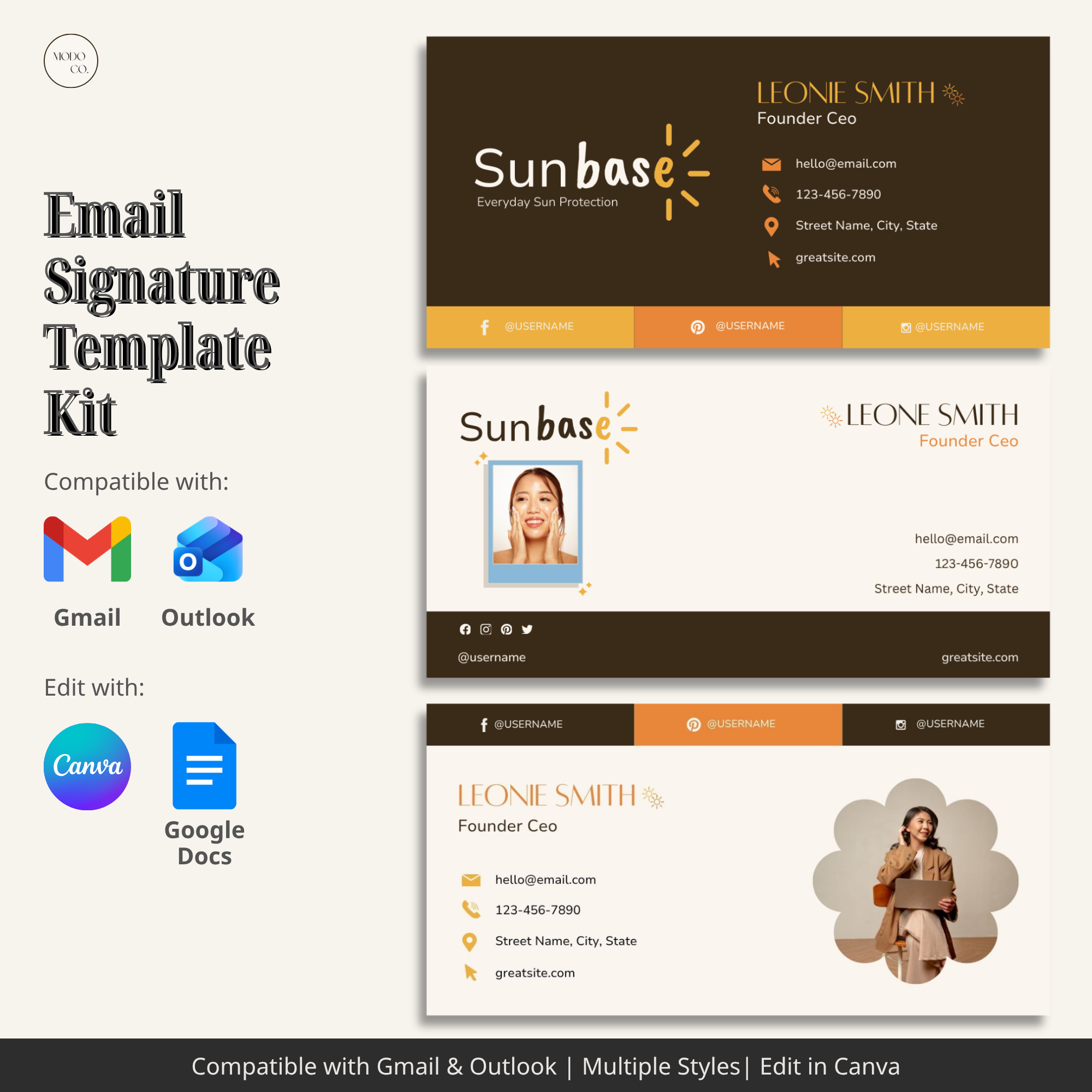 7 Email Signature Templates | Canva + Google Docs | Gmail & Outlook Ready