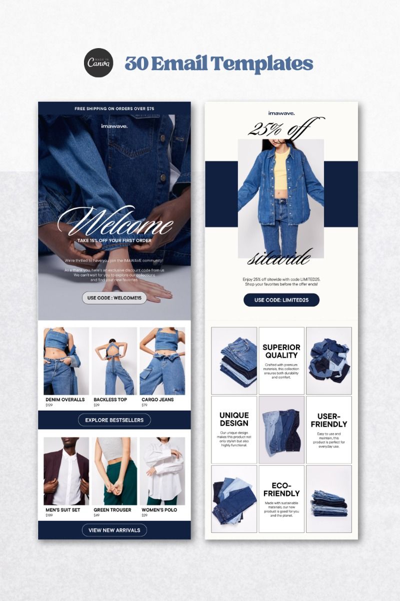 WAVE | Email Marketing Templates Ecommerce | Mailchimp, Klaviyo, Flodesk