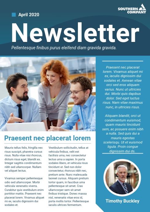 Copy of Blue and Green Company Newsletter