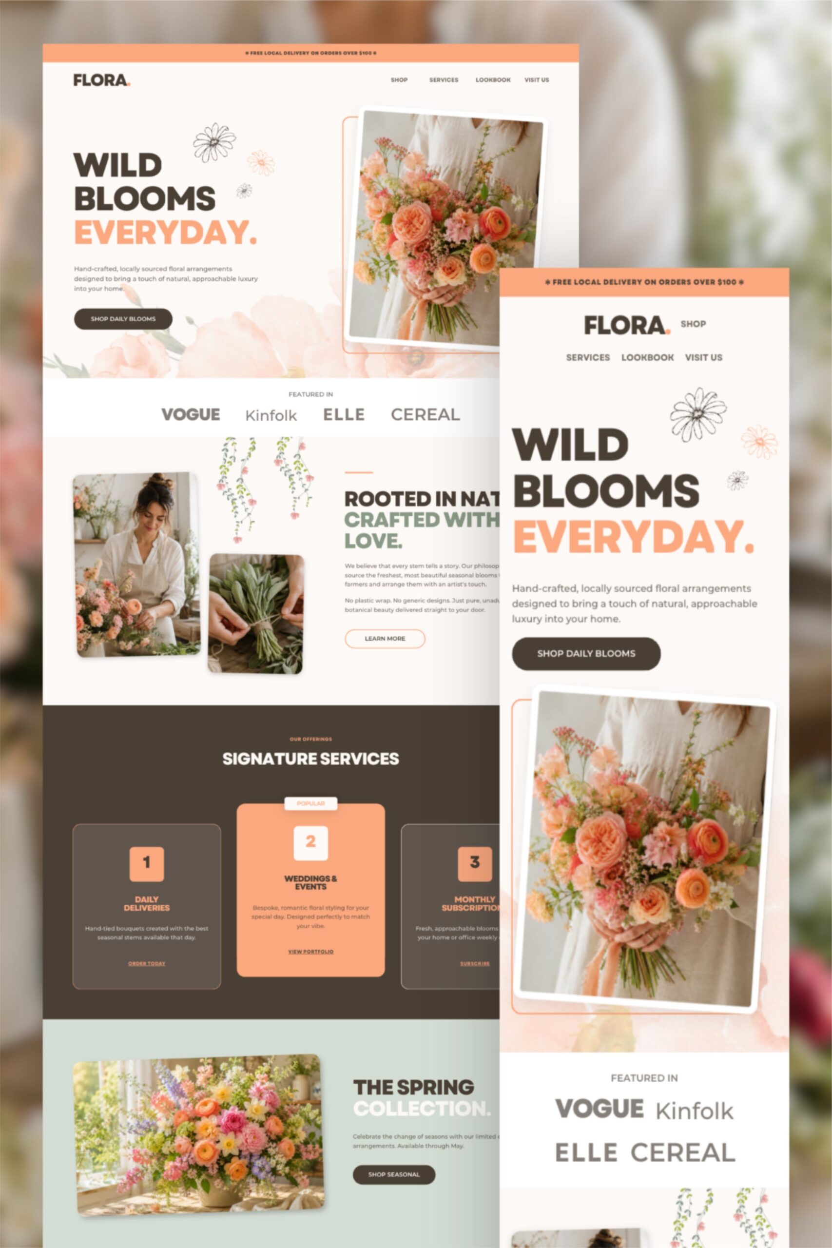 Florist Website Canva Template | Boutique Flower Shop Design