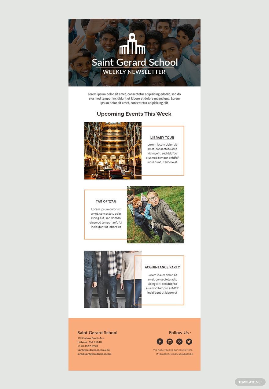 Weekly Email Newsletter Template in HTML5, PSD, Outlook, Publisher, Word, Pages – Download | Template.net