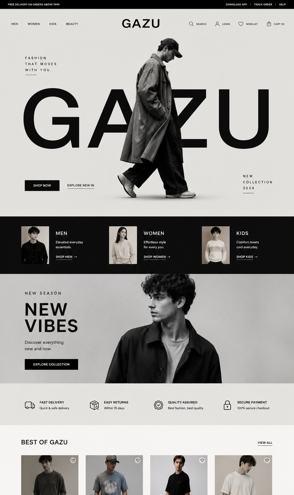 GAZU — Minimal Fashion Store Website UI