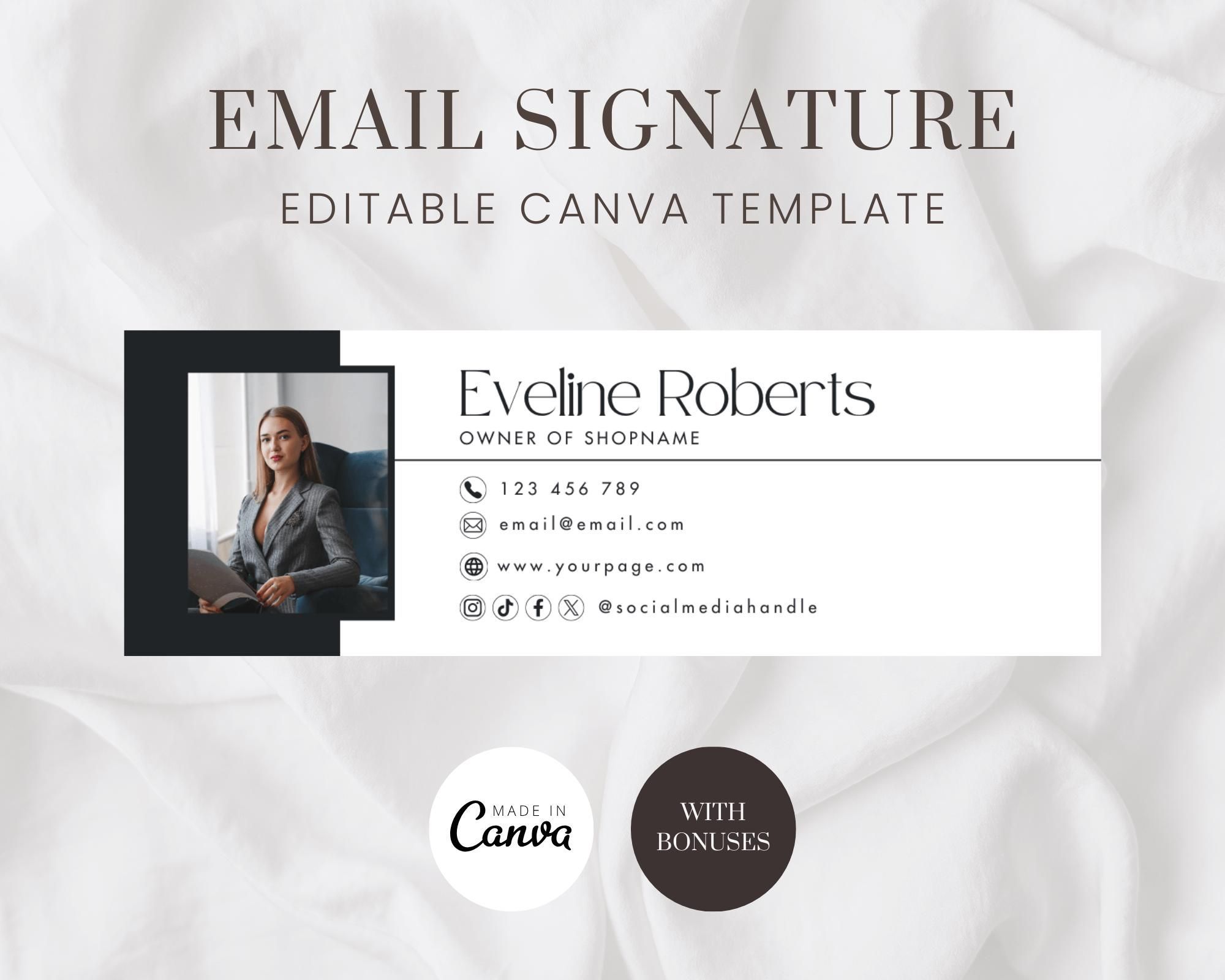 Sleek Black & White Email Signature Template for Gmail & Outlook