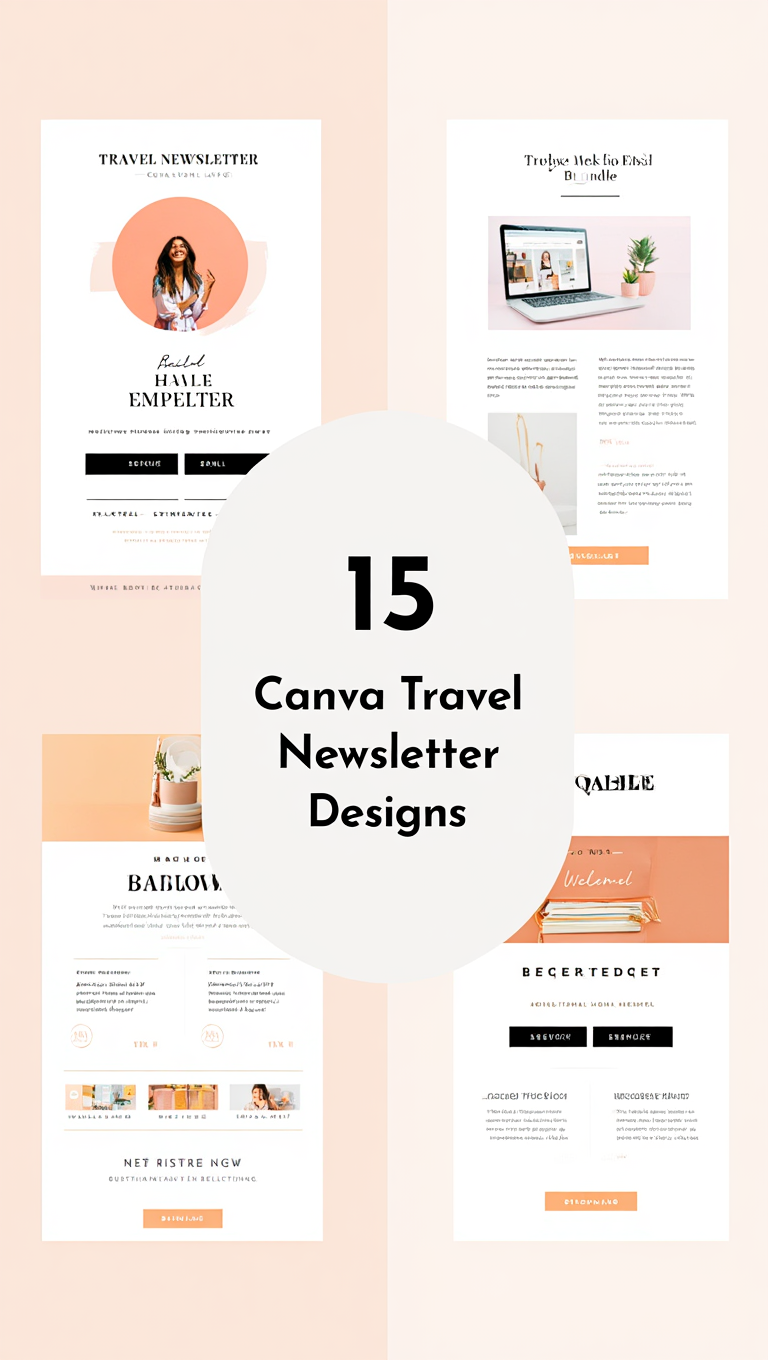 15 Travel Newsletter Email Templates Canva Mockup Pack Email Bundle