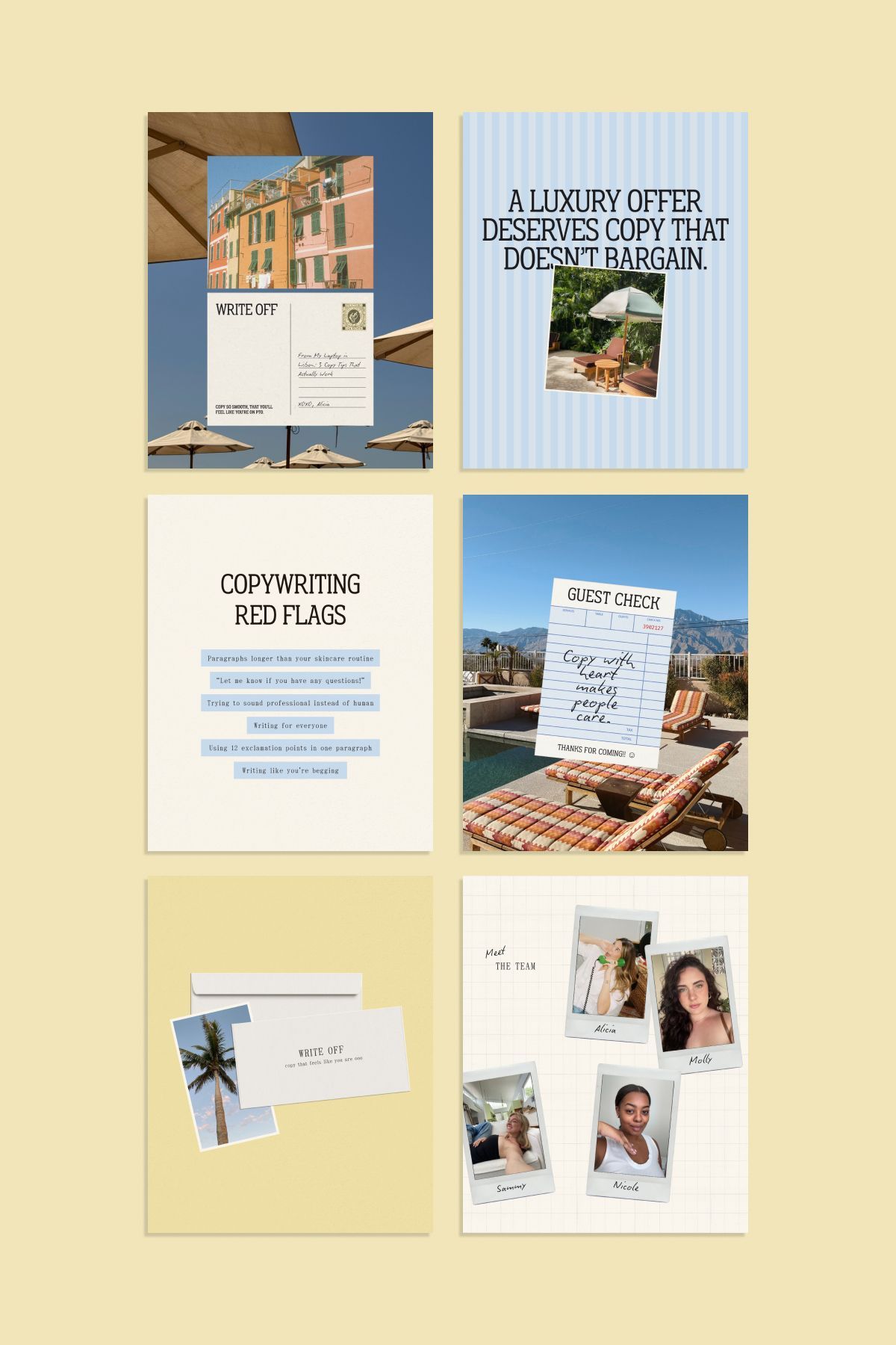 Copywriter Instagram Templates Canva | Editable Social Media Templates | Summer