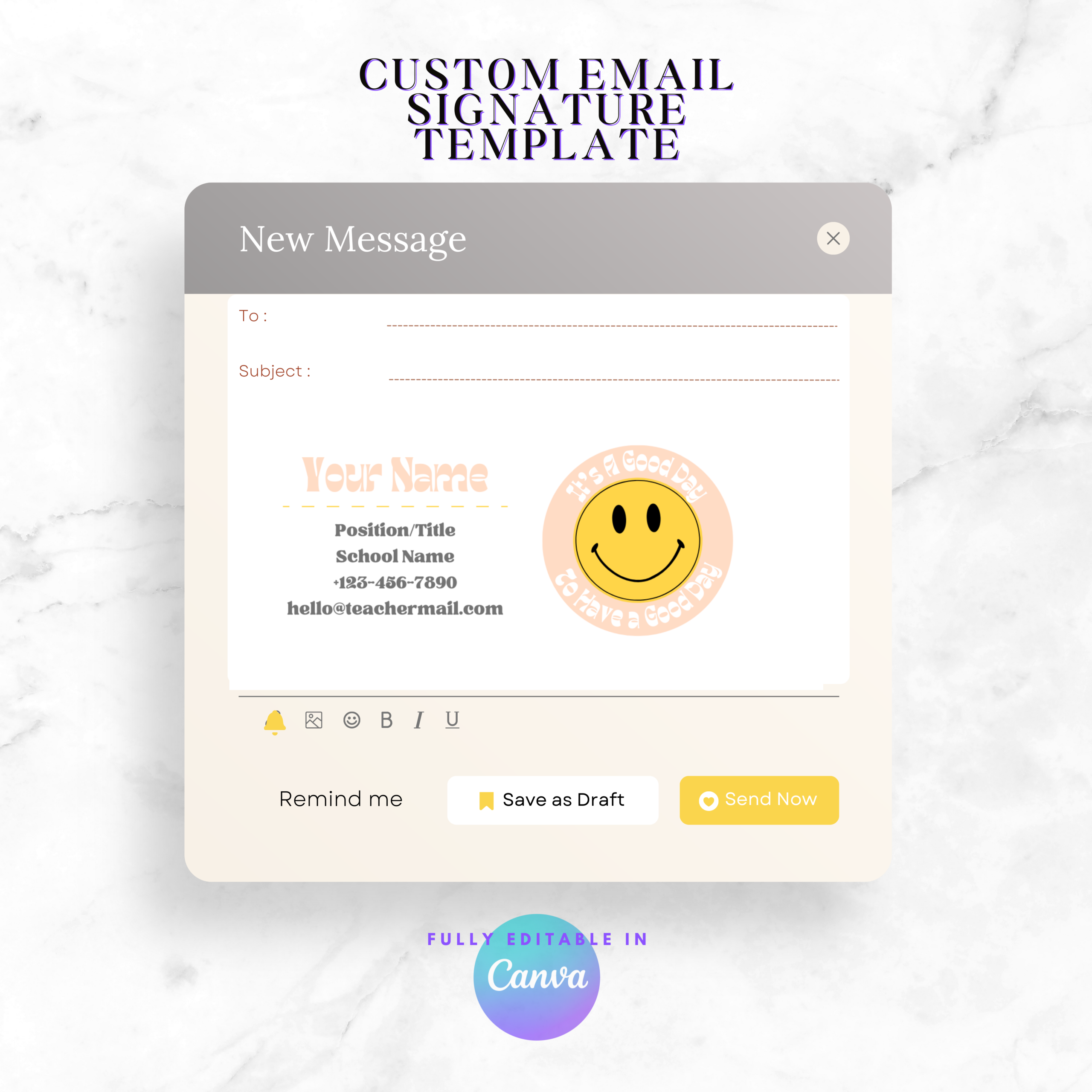 Retro-Boho Email Signature Template &ndash; Email Signature Design &ndash; Gmail &ndash; Outlook
