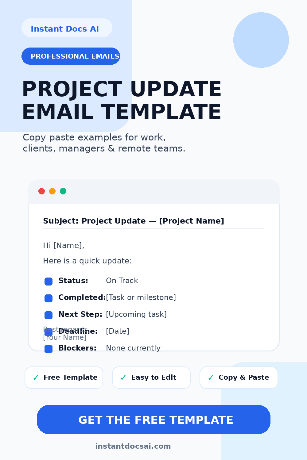 Project Update Email Example