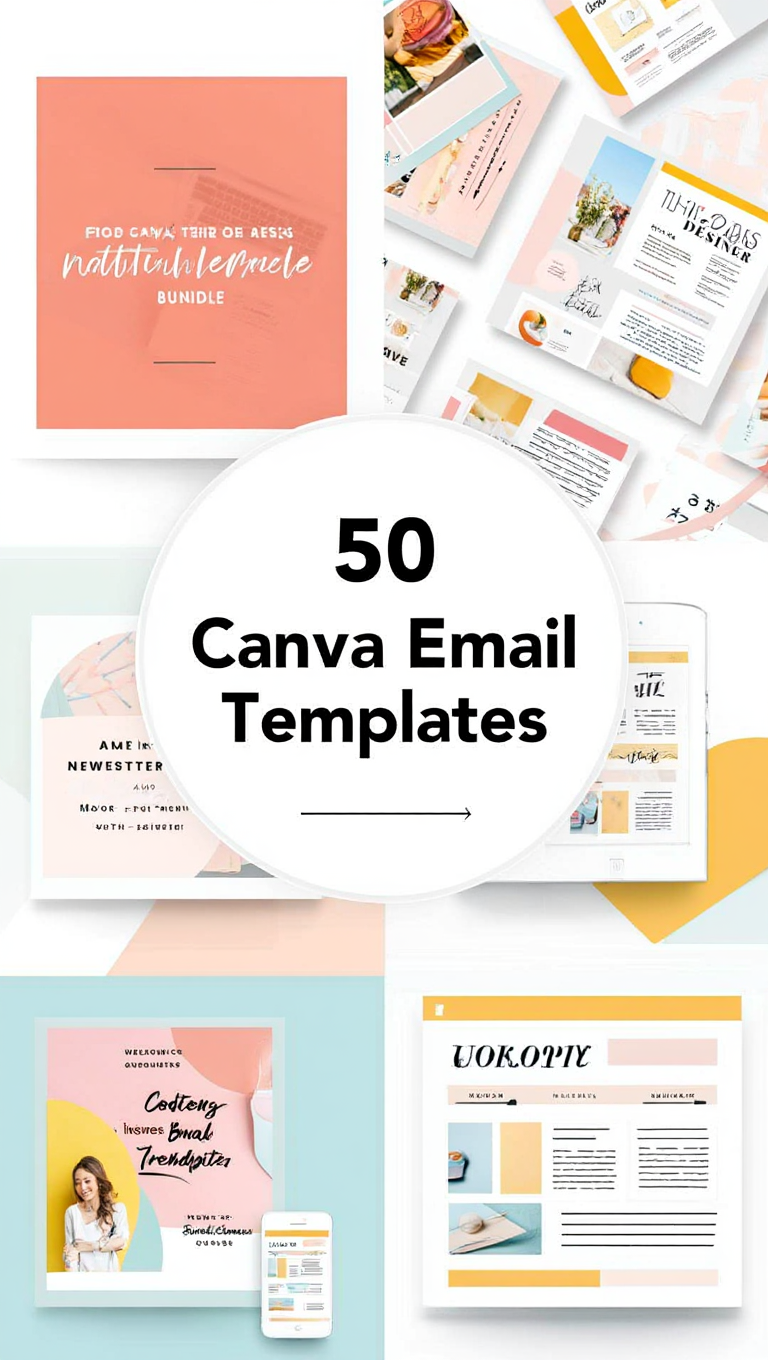 50 Modern Black White Email Templates for Canva Instant Download Bundle
