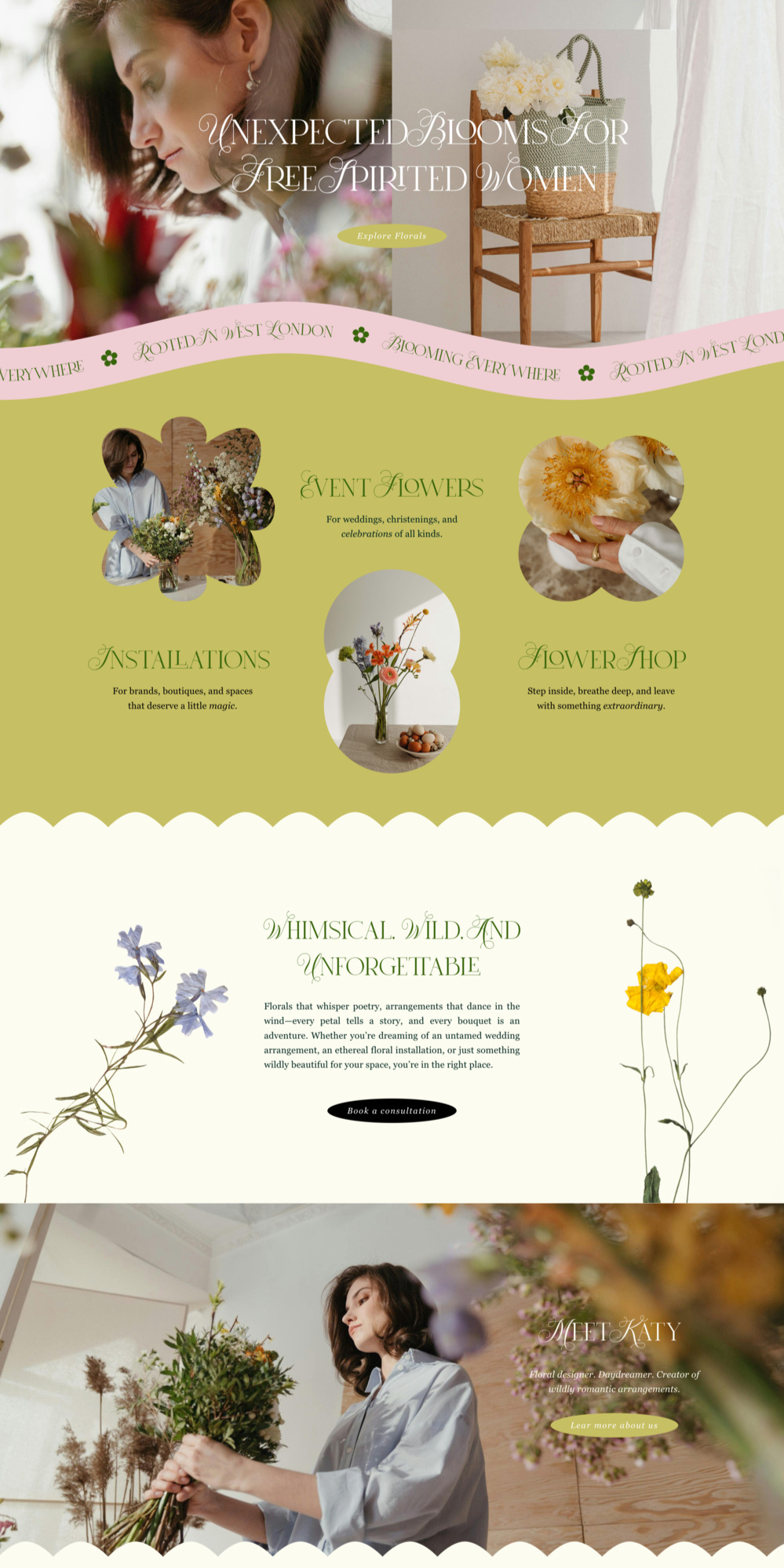 Modern Romantic and Feminine Website for a Flower Shop