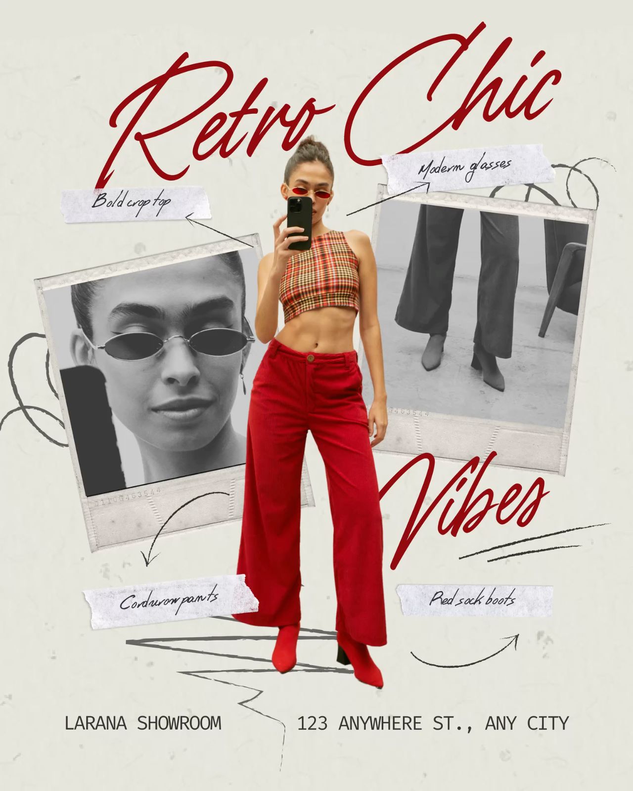 Typography retro Polaroid vibe red