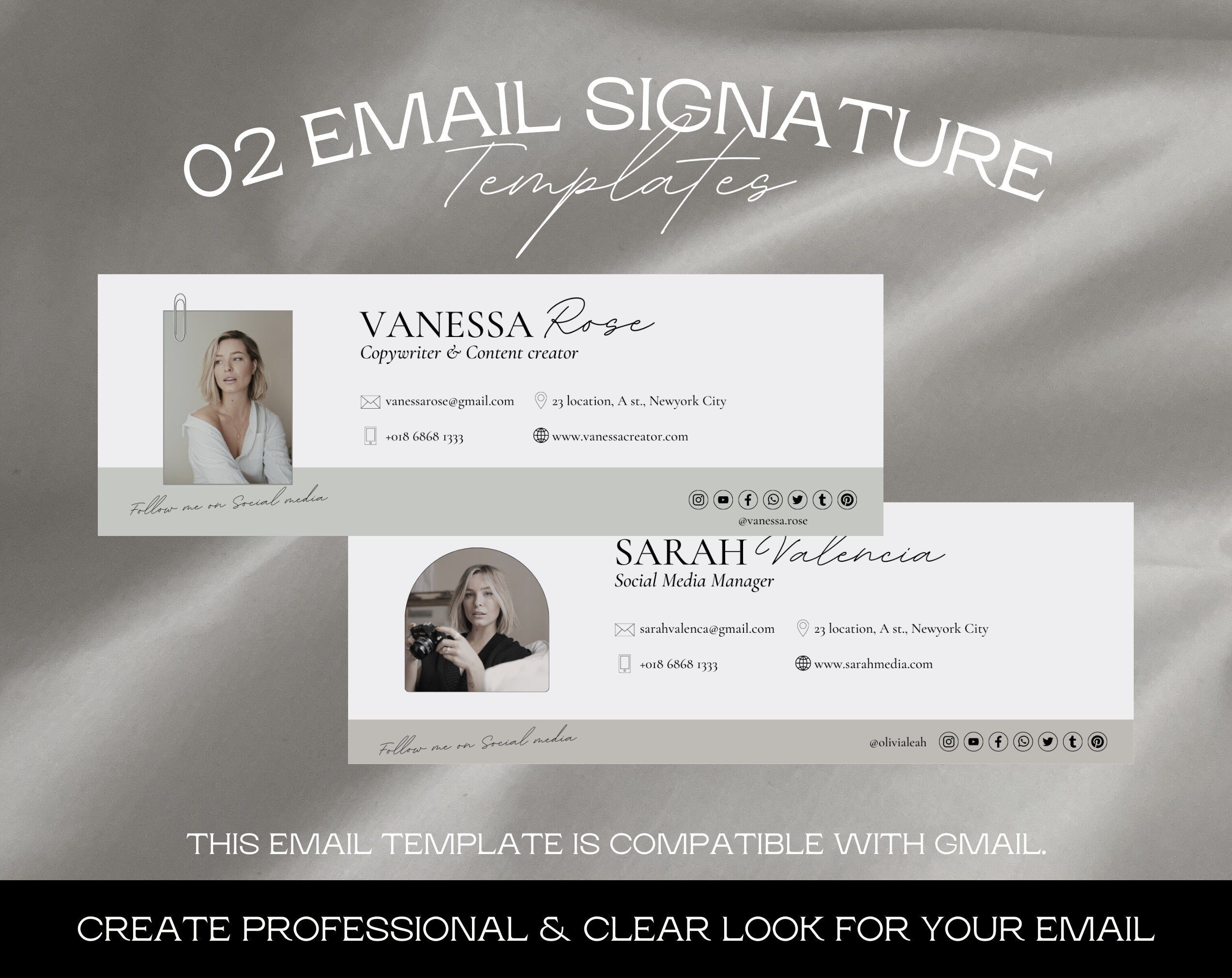 02 Modern Minimal Gmail Signature Template | Editable in Canva