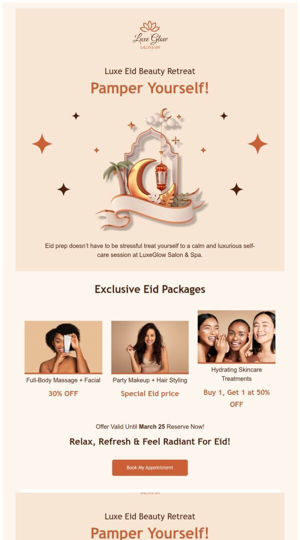 Sale Email Template ‘Pamper Yourself’ for Eid