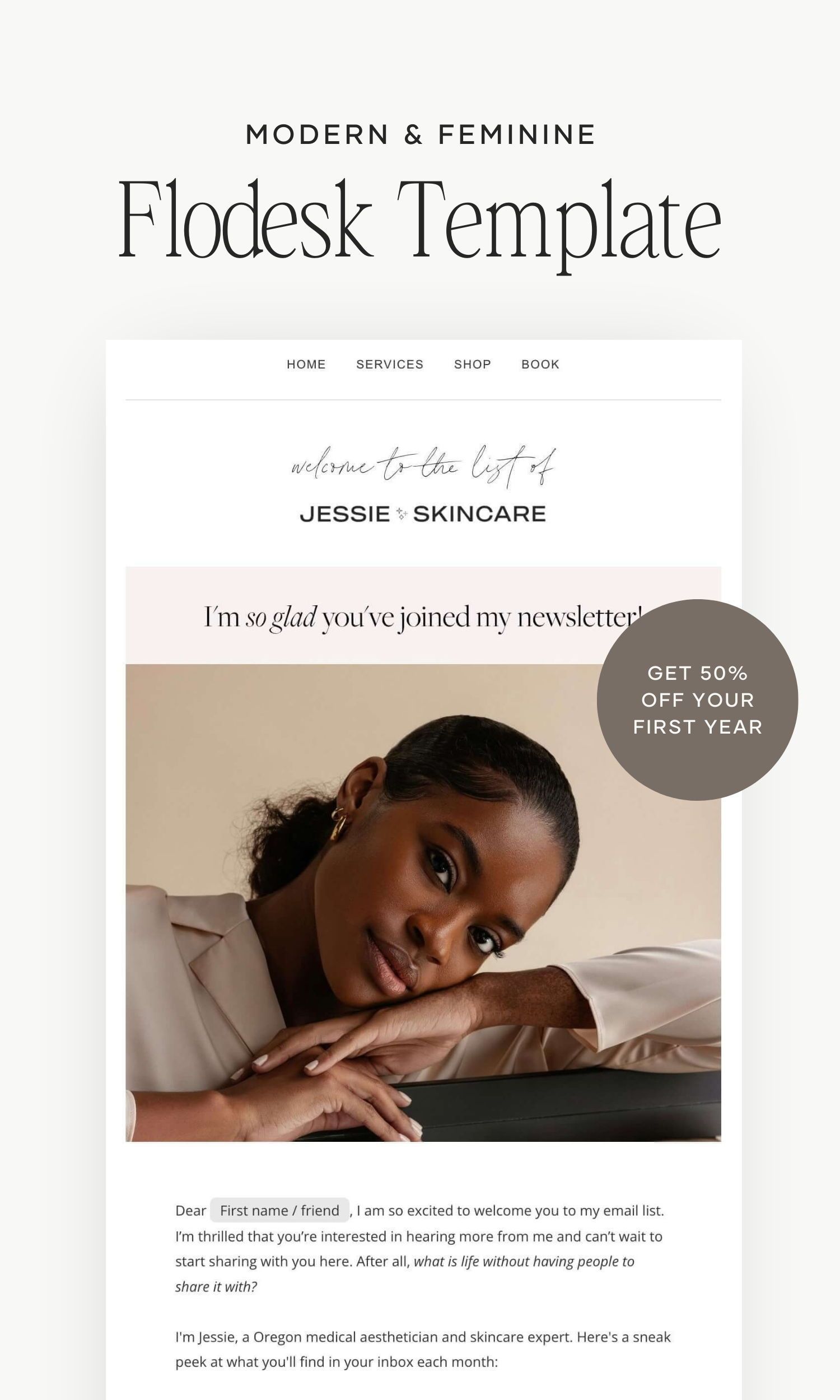 Modern & Feminine Flodesk Template | Welcome Email Design