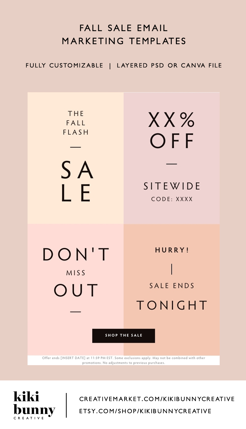 Boho Fall Sale Email Template Bundle Modern Blush Email | crystaltcreative.com