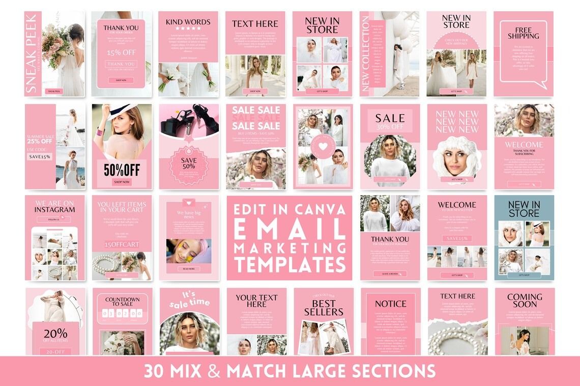 Newsletter Template Bundle – Cute Pink Email Marketing Campaign Kit – Fun Email Template Designs for Business Growth – Etsy Denmark