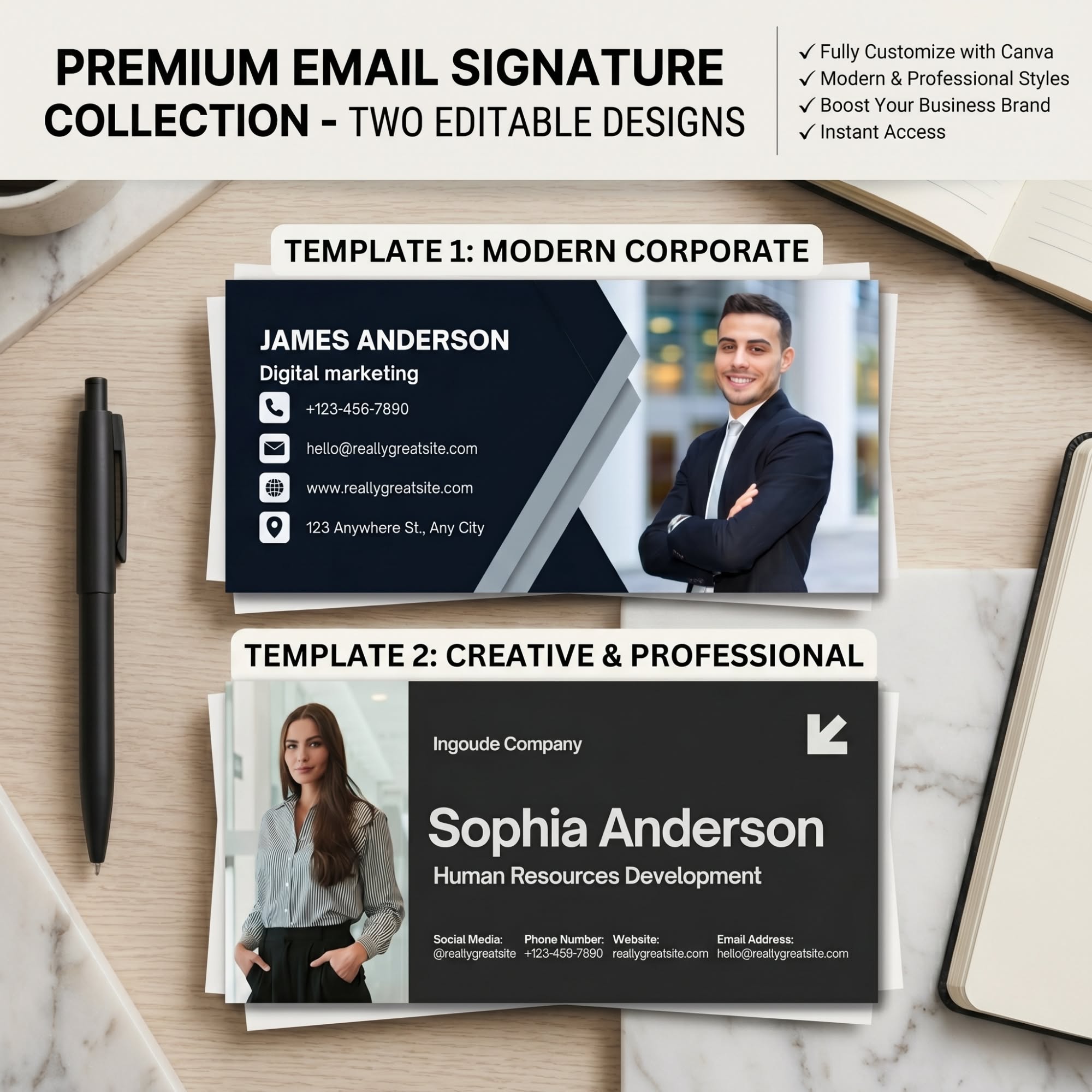 Five Email Signature Templates  Realtor Gmail Signature, Clickable HTML Email Signature