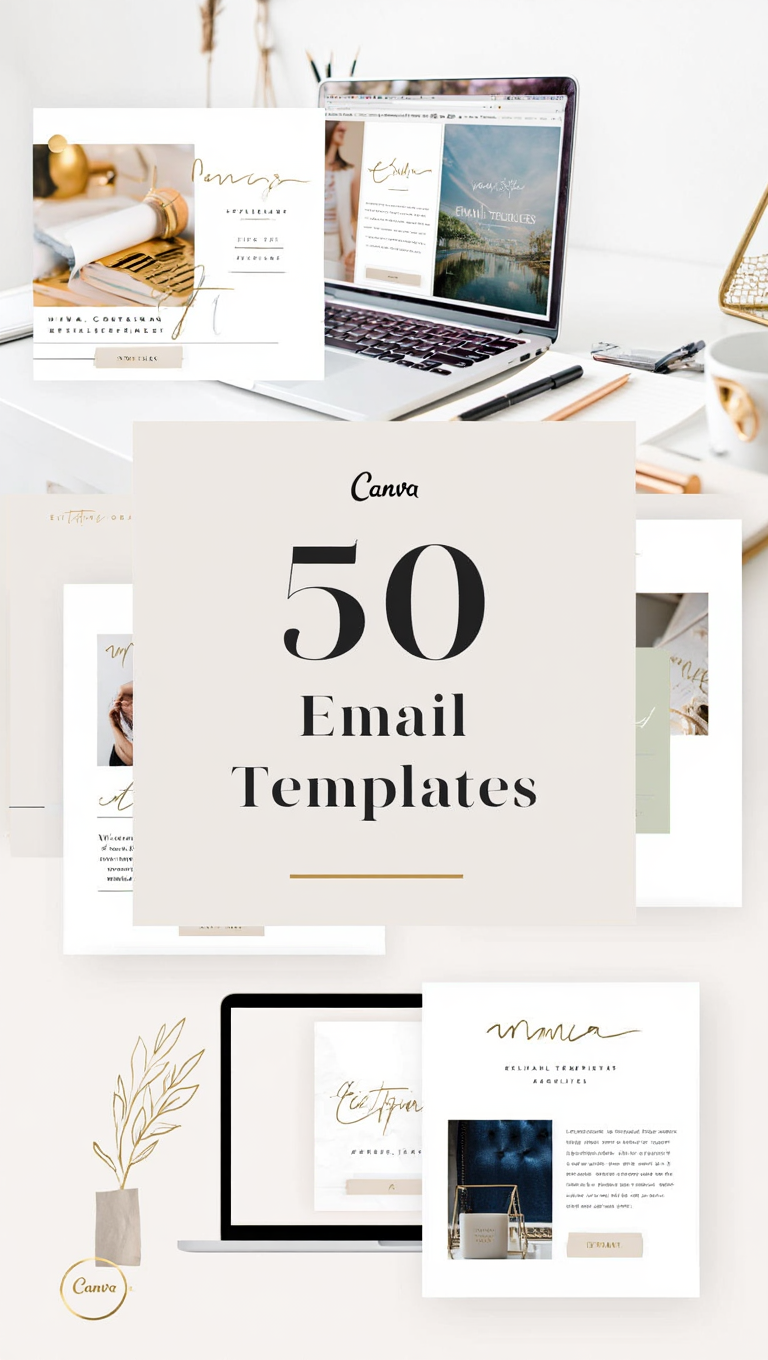 Luxury Gold Accent Email Template Canva Pack Pin Email Template Bundle for Canva
