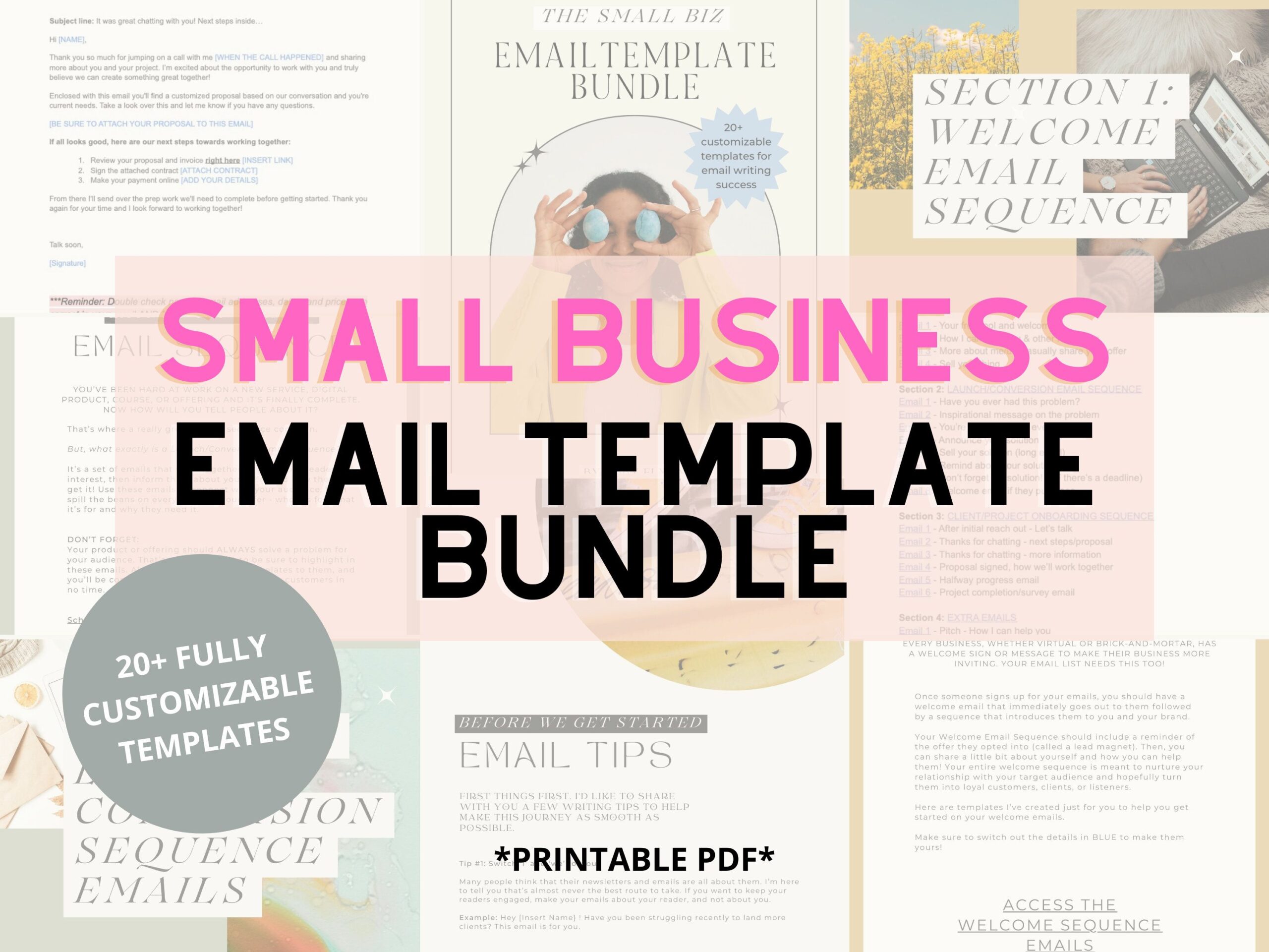 Business Email Template Bundle &ndash; Customizable Writing Examples (Printable PDF)