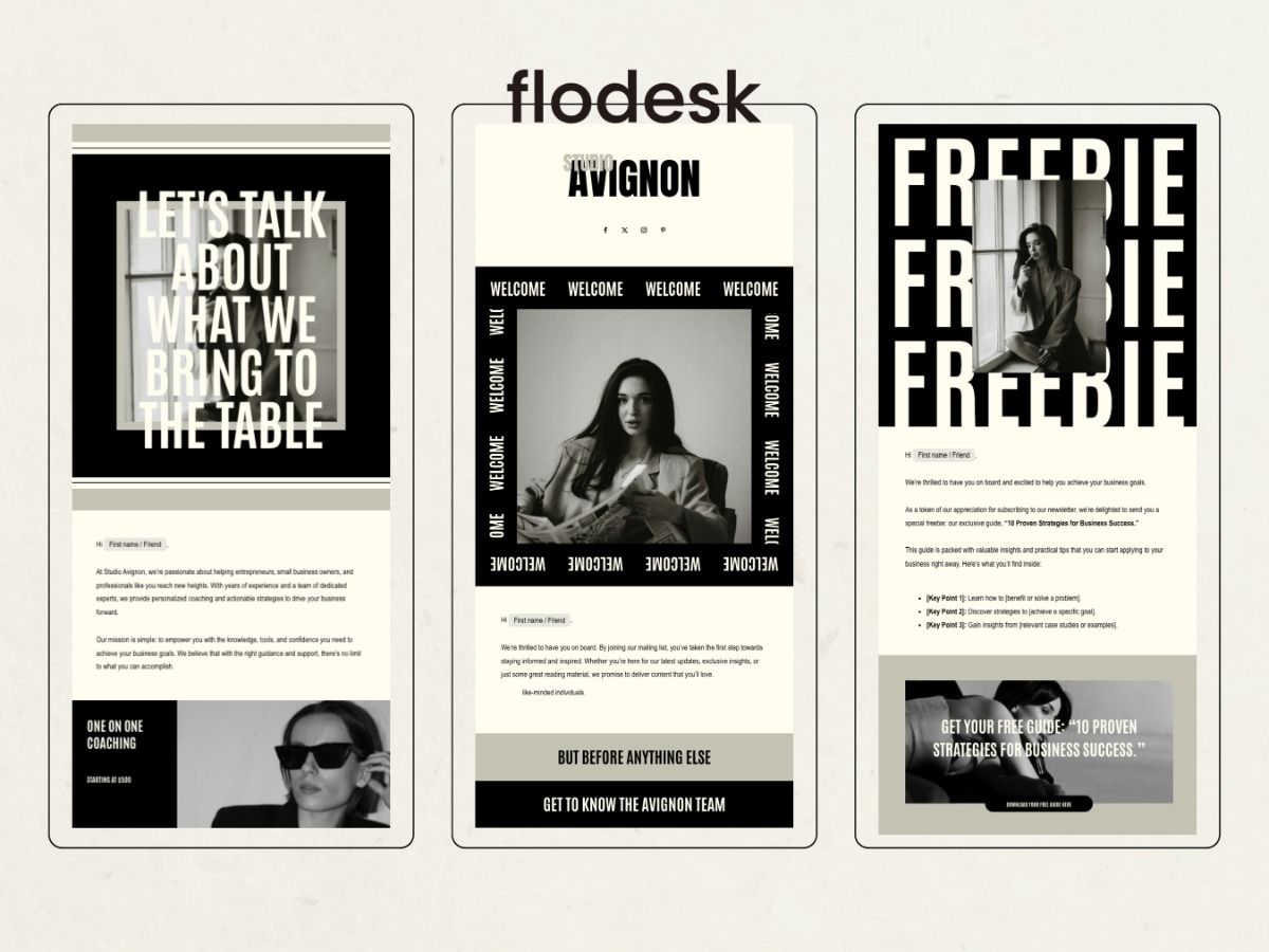 Flodesk Email Marketing Template, Modern Newsletter Template, Mailing List Design