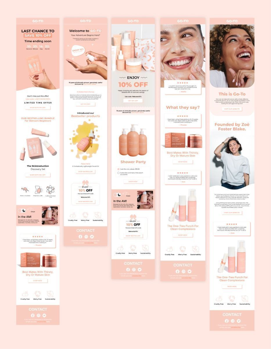 Welcome flow email design for go to brand