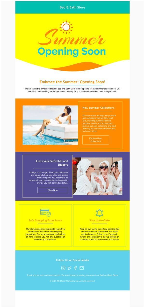 Coming soon Email Template ‘Bed and Bath’ for Summer