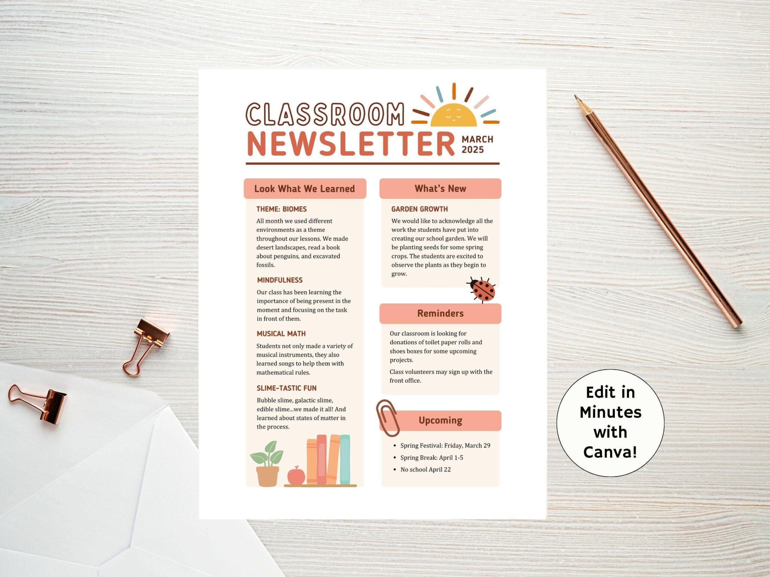 Editable Classroom & School Newsletter Templates for Teachers and Preschools