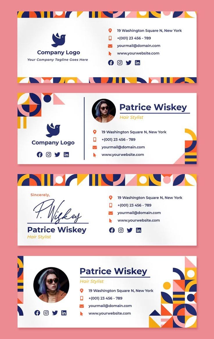 Creative Geometric Patterns Email Signature Templates