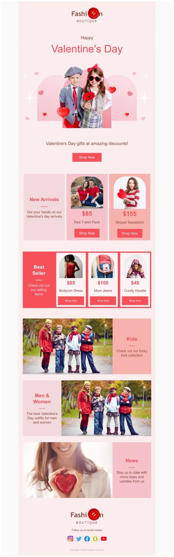 Newsletter Email Template ‘Clothing Brand’ for Valentine’s Day
