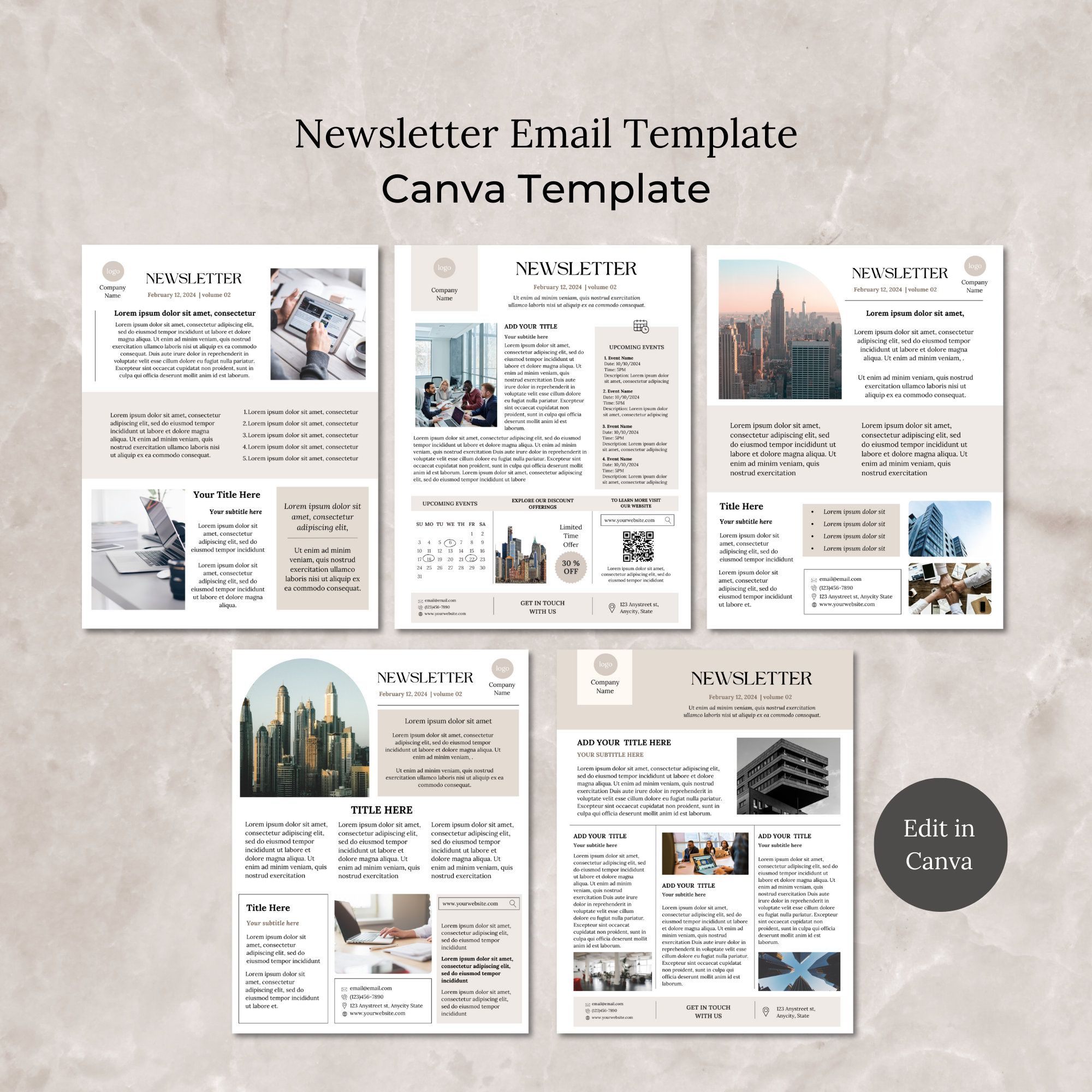 Newsletter Email Template Canva, Editable Business Newsletter Template, Email Marketing Bundle, Newsletter Small Business Company Newsletter