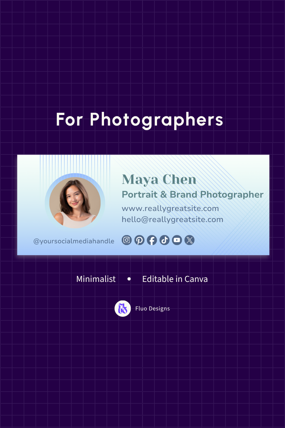 Email signature template for photographers — clean, professional, editable in Canva