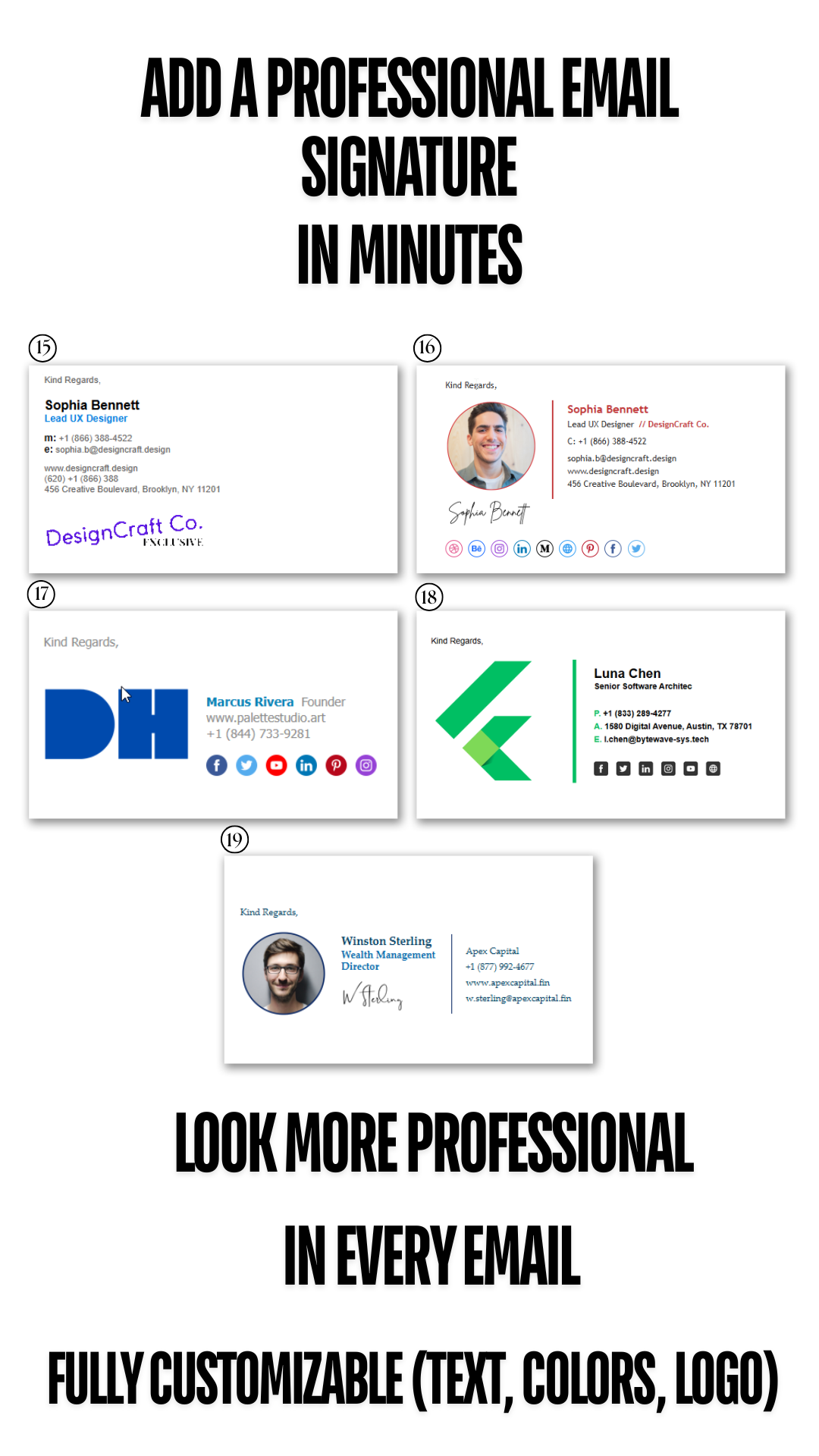 19 Premium Email Signature Templates – Easy Setup Guide Included