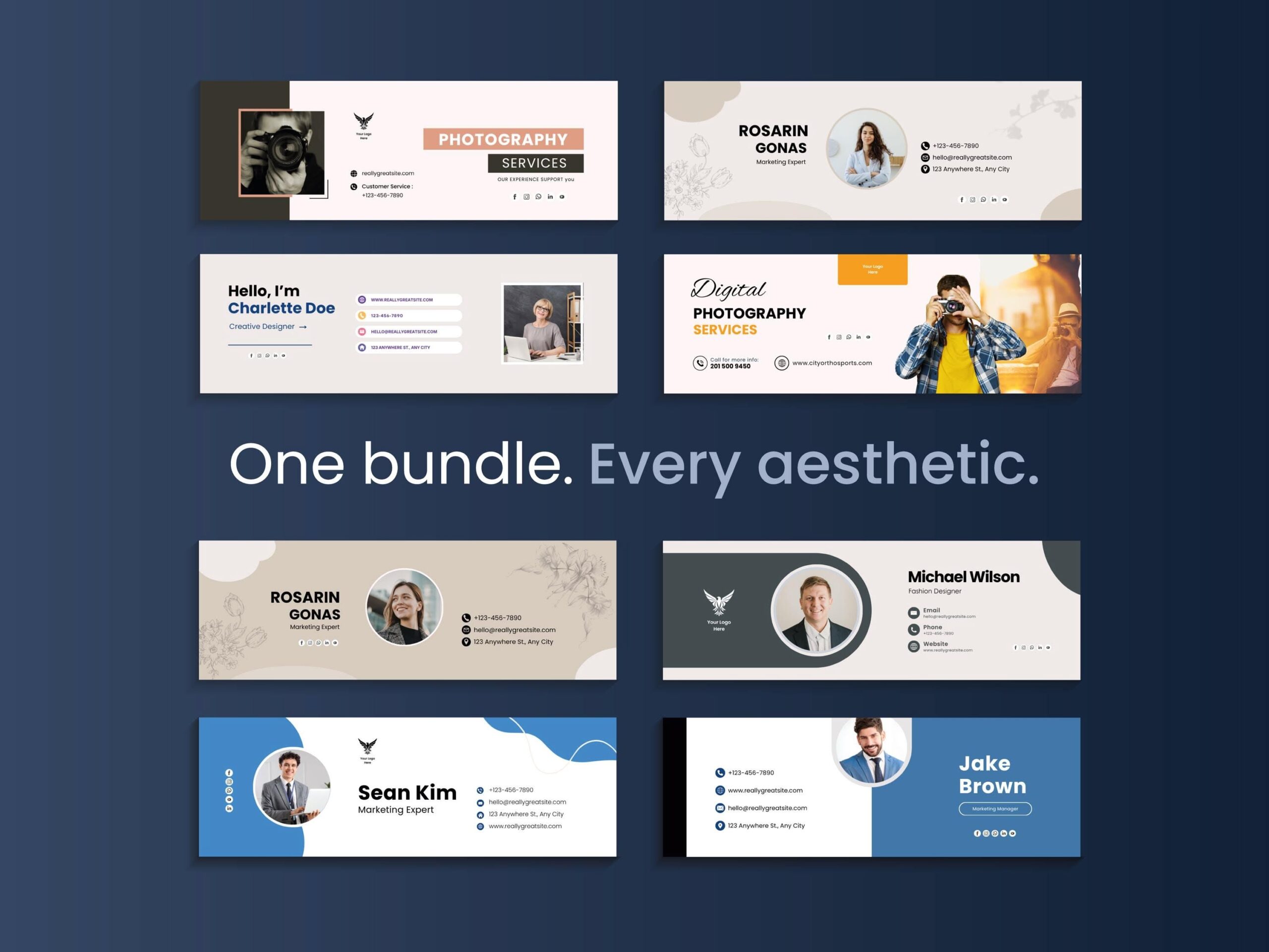 Email Signature Template Bundle, Canva Editable Gmail Signature, Real Estate Realtor Email Signature, Modern Business Footer