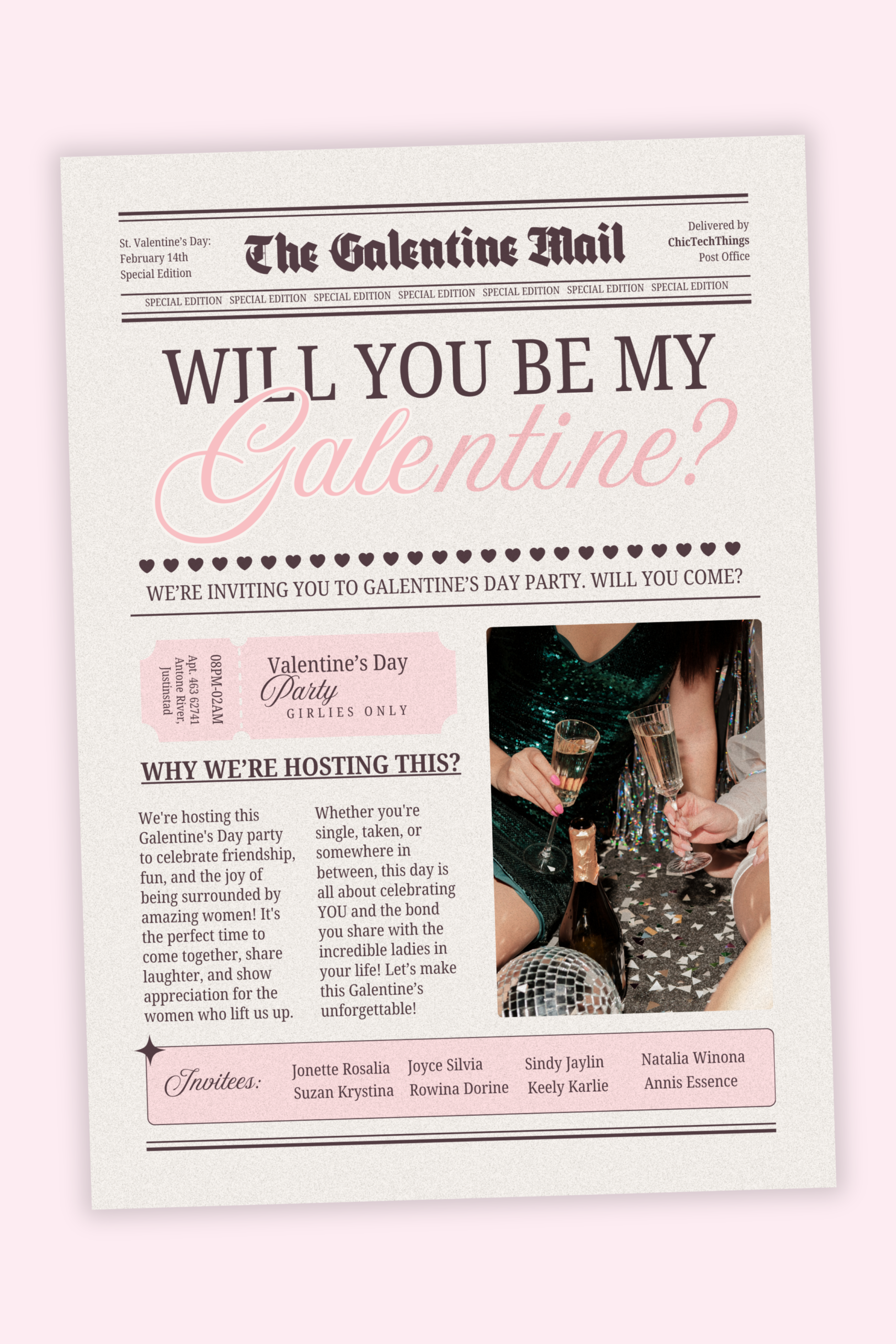Galentine&rsquo;s Day Newspaper